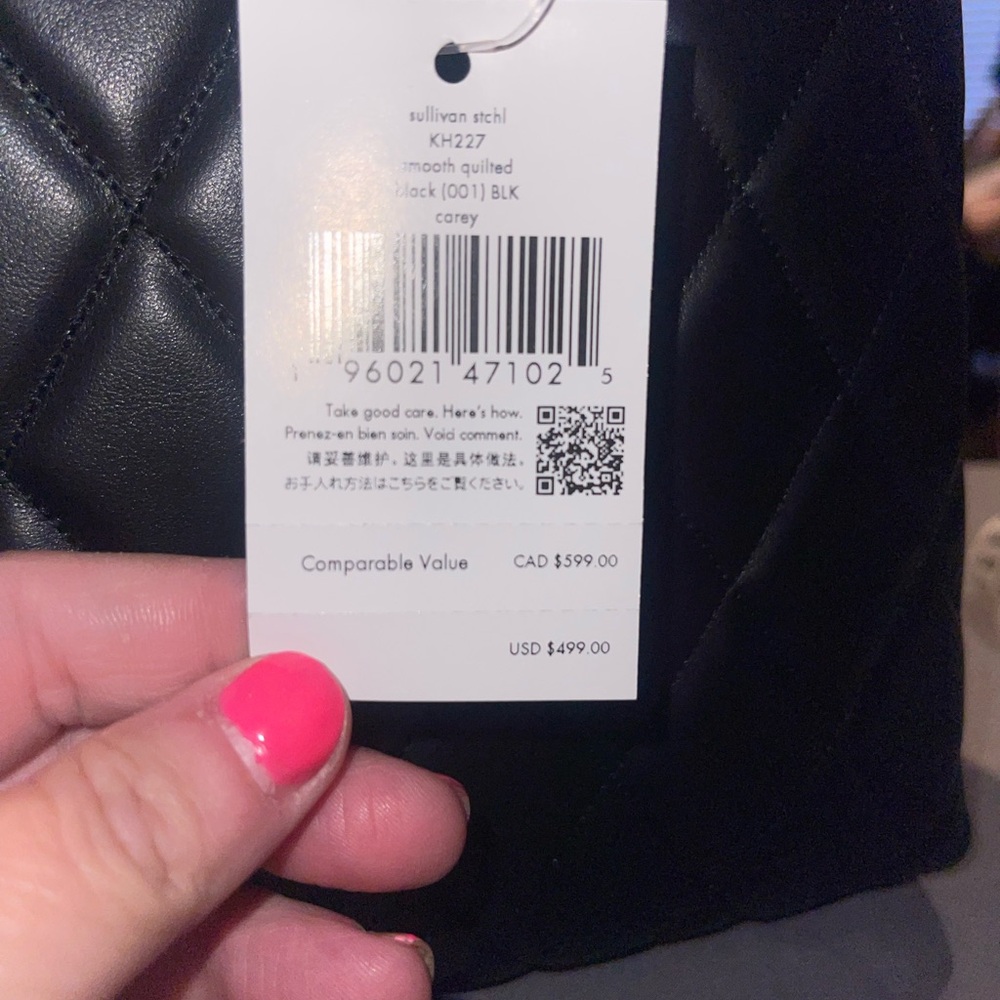 NWT Kate Spade Black Quilted Women's Bag adjustable strap multiple pockets - Picture 11 of 11